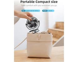 Draagbare USB Ventilator - 6 Inch, Oplaadbaar met 2400mAh Batterij, 3 Snelheden, Verstelbare Hoek, Compact en Lichtgewicht voor Thuis, Kantoor, Camping