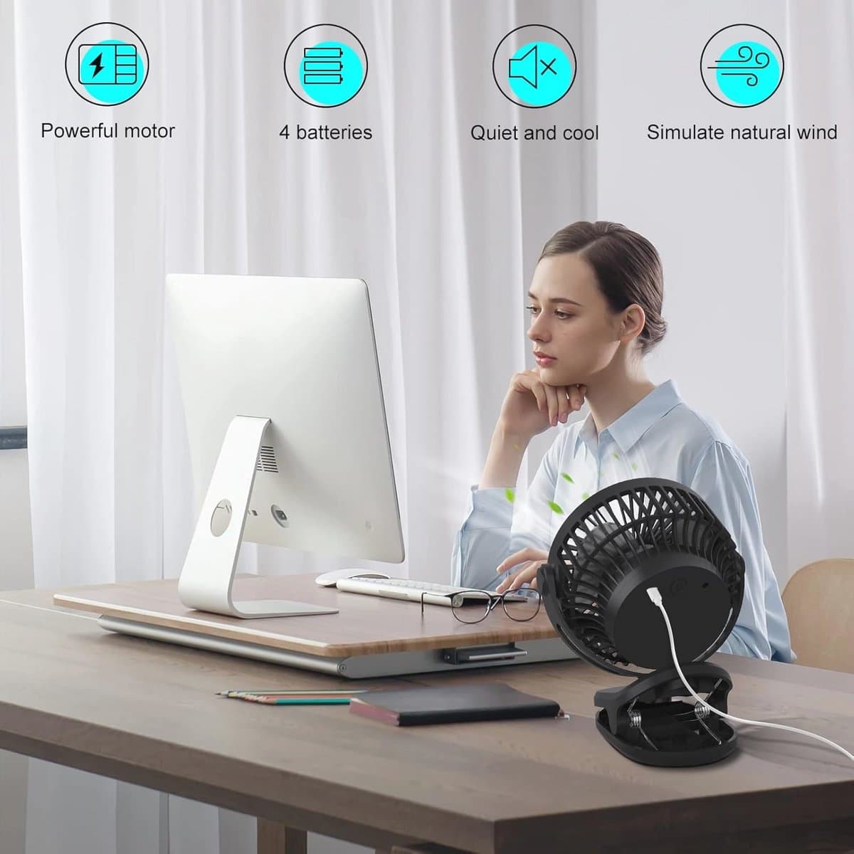 Mini USB Ventilator 5000mAh - Draaibaar en Stil Tafelventilator voor Kantoor — afbeelding 1