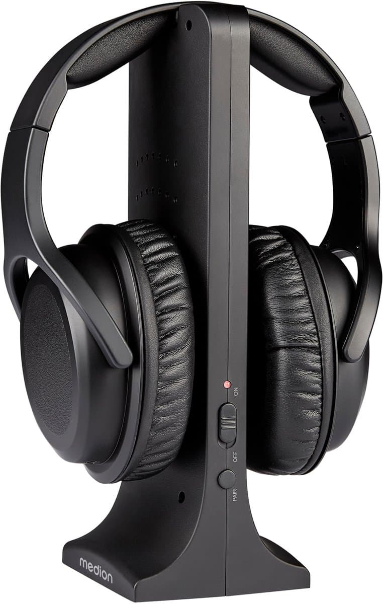MEDION Draadloze Hoofdtelefoon HS-1 (voor TV, bereik tot 15 m, met oplaadstation, Over Ear, hoog draagcomfort, USB-C, MD40006) — afbeelding 1