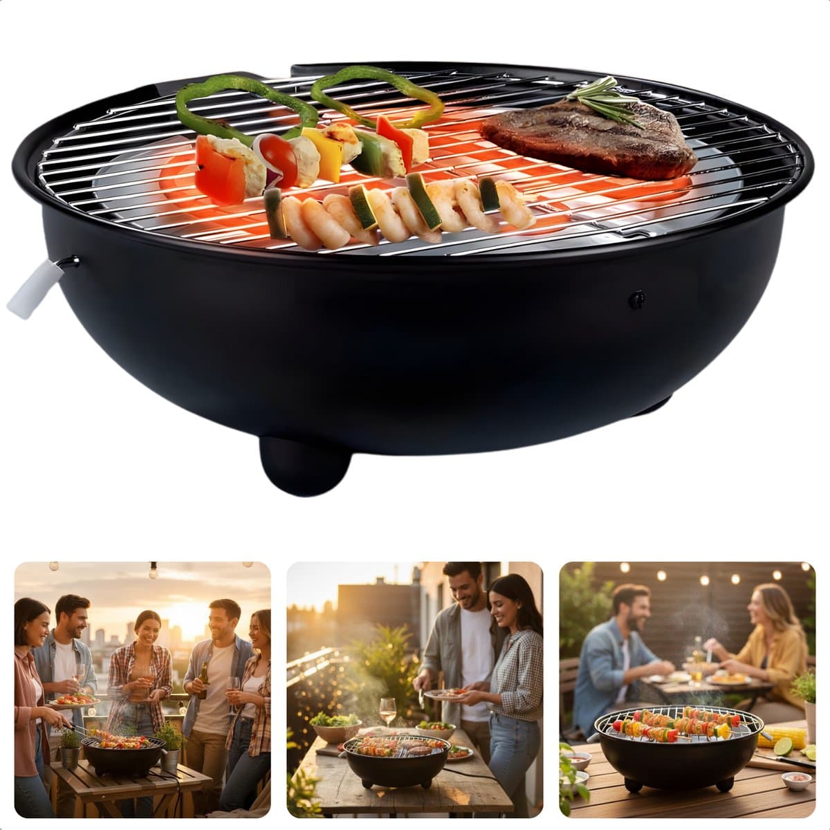 Cheqo® Elektrische Tafel Bbq - Elektrische Tafelbarbecue - Tafel Bbq - Tafelbarbecue - Elektrische Bbq - Elektrische Barbecue - Tafel Grill - Elektrische Grill - Indoor Bbq - Bbq voor Binnen - Rookvrije Tafel Bbq — afbeelding 1