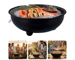 Cheqo® Elektrische Tafel Bbq - Elektrische Tafelbarbecue - Tafel Bbq - Tafelbarbecue - Elektrische Bbq - Elektrische Barbecue - Tafel Grill - Elektrische Grill - Indoor Bbq - Bbq voor Binnen - Rookvrije Tafel Bbq