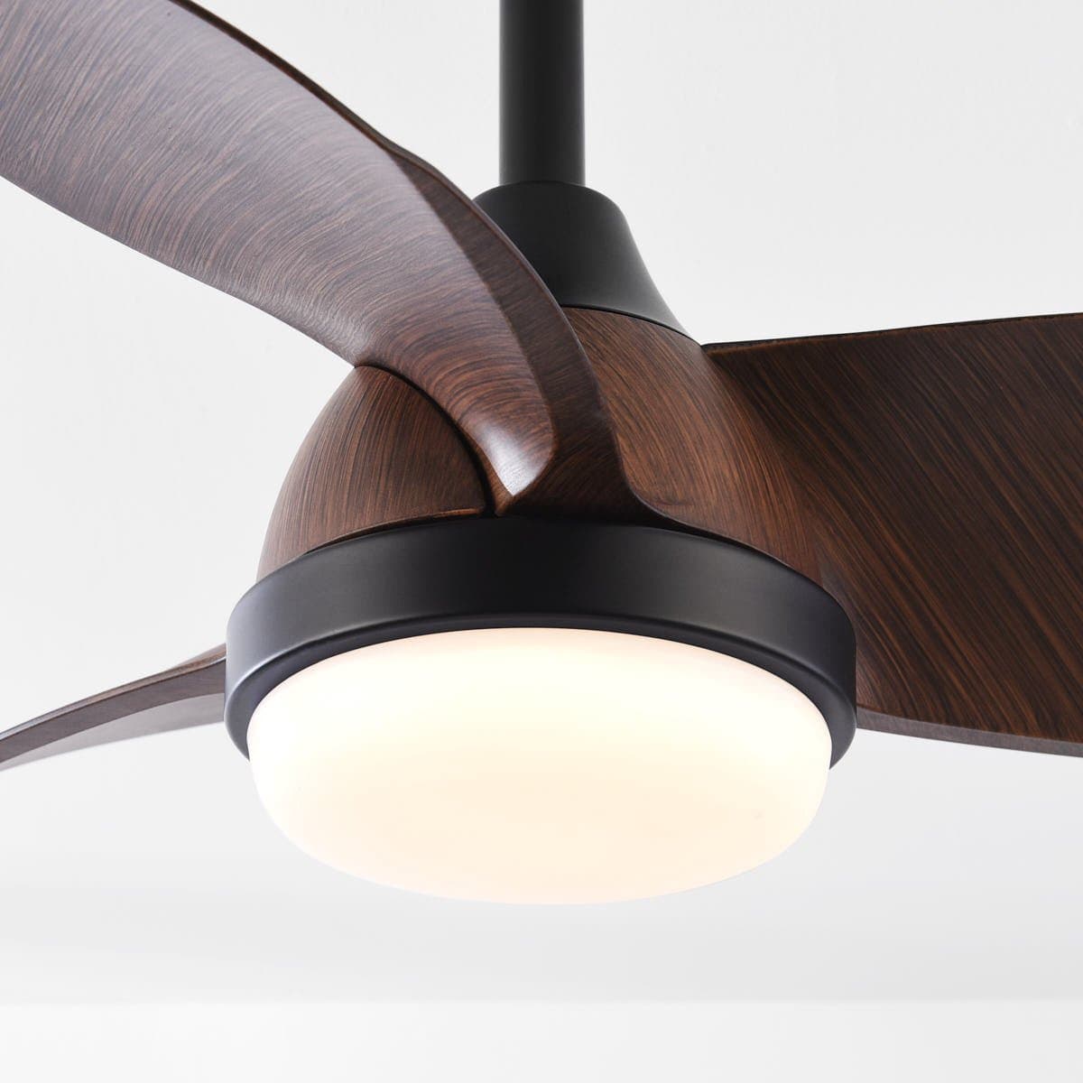 LumenXL - Compacte plafondventilator Vietor incl. LED en afstandsbediening - zwart met donkerbruin — afbeelding 1