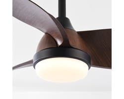 LumenXL - Compacte plafondventilator Vietor incl. LED en afstandsbediening - zwart met donkerbruin