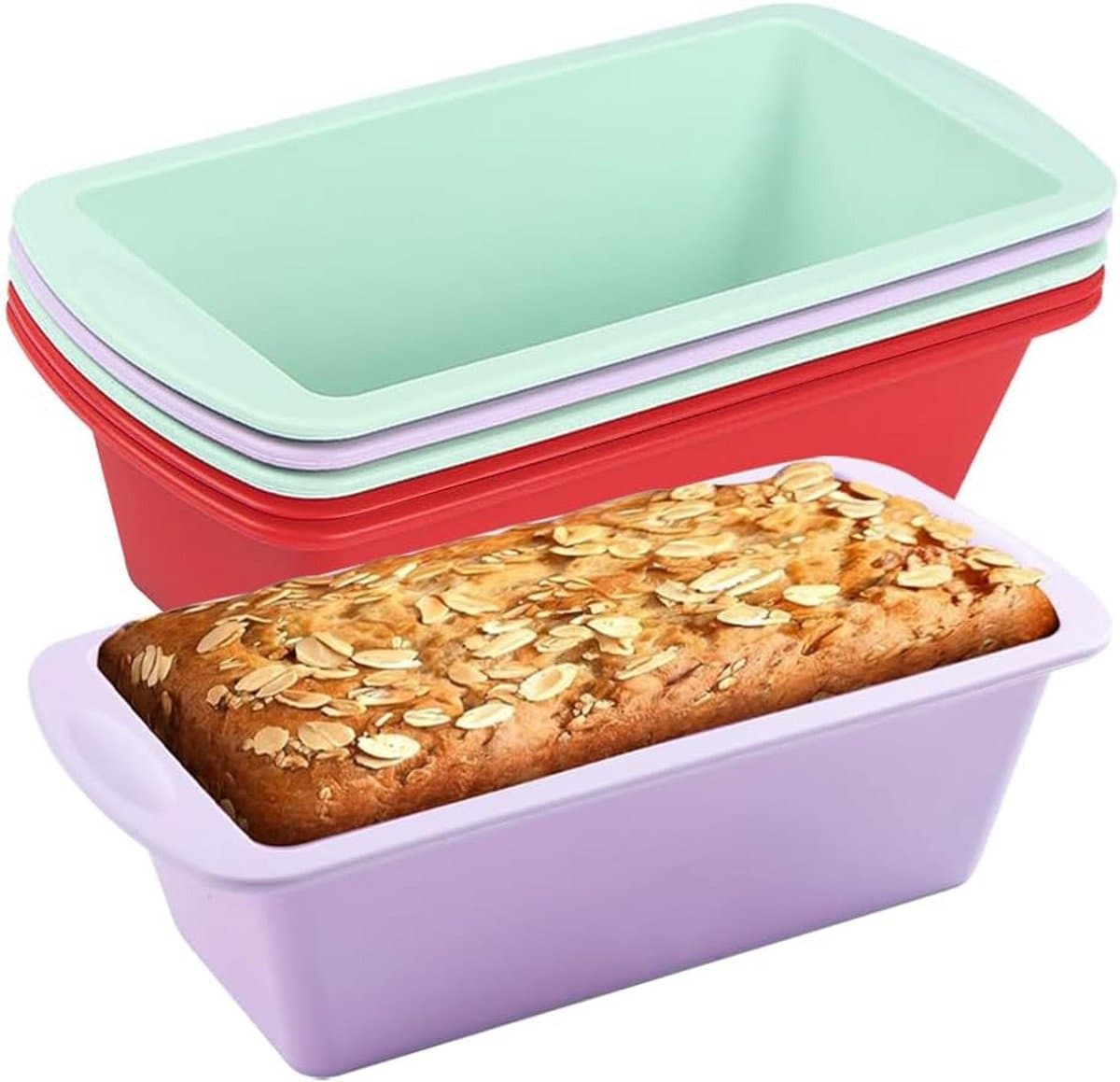 6x Siliconen Broodvormpjes Set - Rechthoekige Cakevormen Antiaanbak - Geschikt voor Oven en Airfryer — afbeelding 1