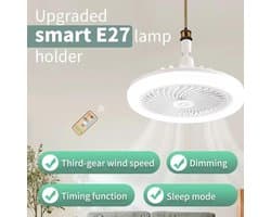 Ventilator met Lamp - Plafond Ventilator - Kleine Ruimtes - Inclusief Afstandsbediening - 30 cm Diameter - Wit