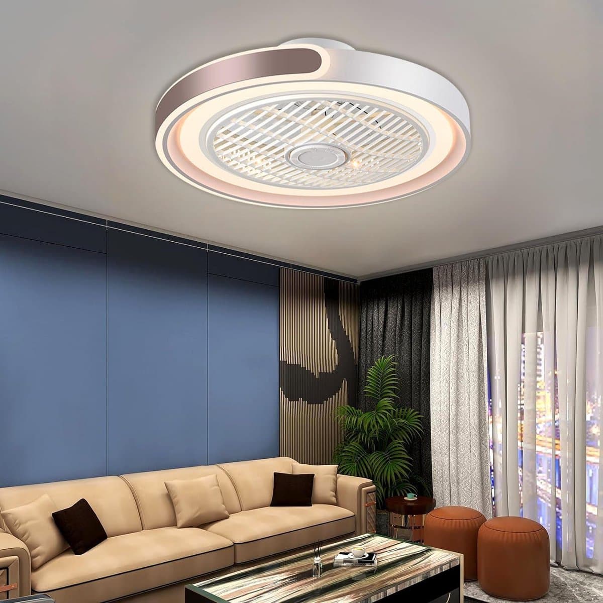 RFWR® Moderne Plafondventilator met Dimbare LED Lamp en Afstandsbediening — afbeelding 1