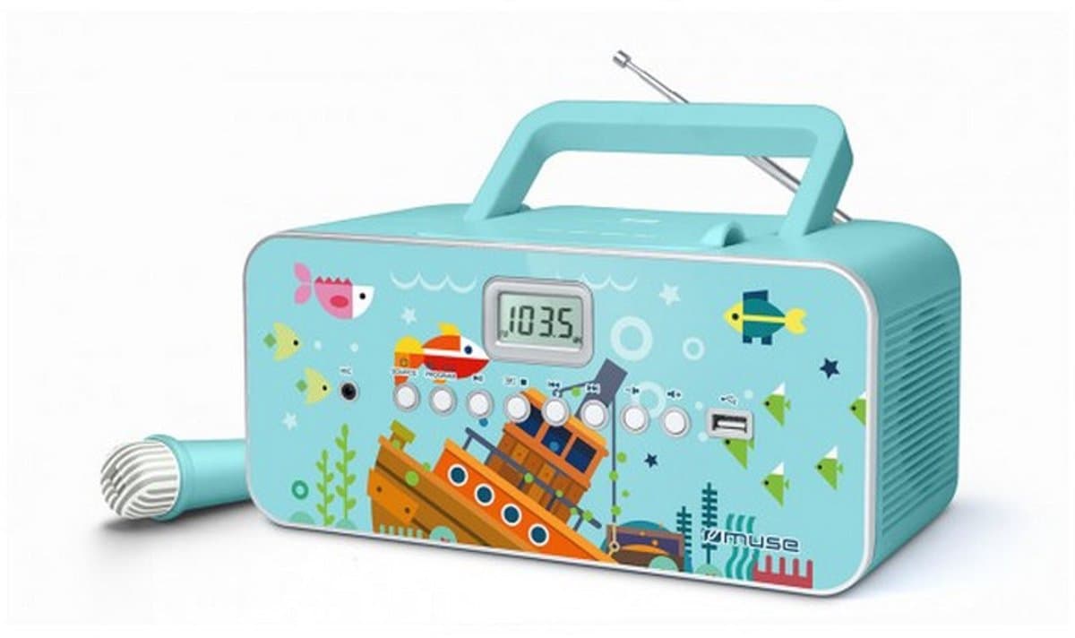 Muse M-29KB - Draagbare radio/CD-/MP3-speler met microfoon, blauw — afbeelding 1