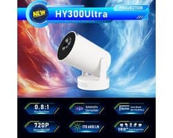 SnelShoppen - HY300 PRO Mini Projector, Draagbare 4K 1080P Projector met Android 11, WiFi 6, Bluetooth 5.0, Airplay & Miracast Ondersteuning voor Thui
