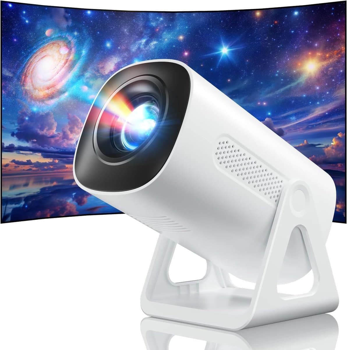 SnelShoppen - Beamer 4K Ondersteuning, Mini-Projector Draagbaar met Wifi en Bluetooth, 270° Rotatie, Thuisbioscoop, Overheadprojector voor Telefoon/PS — afbeelding 1