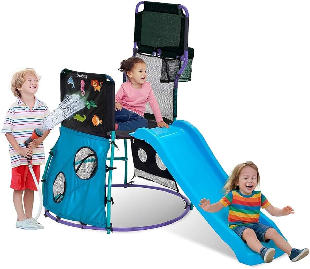 Play Metal My First Time Peuter Slide Playcentrum met klimladder - 6-in-1 Multi Play Indoor Outdoor Garden Fun - Basketbalhoepel en netvanger - 18 maanden plus — afbeelding 1