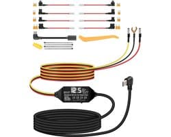 Dash Cam Hardwire Kit met Multi Size Zekering, 12V-24V naar 5V/3A USB C Dash Camera Hardwire Kit met Digitaal Display en Lage Spanningsbescherming, Pry Tool, ACC-modus, voor Dash Camera
