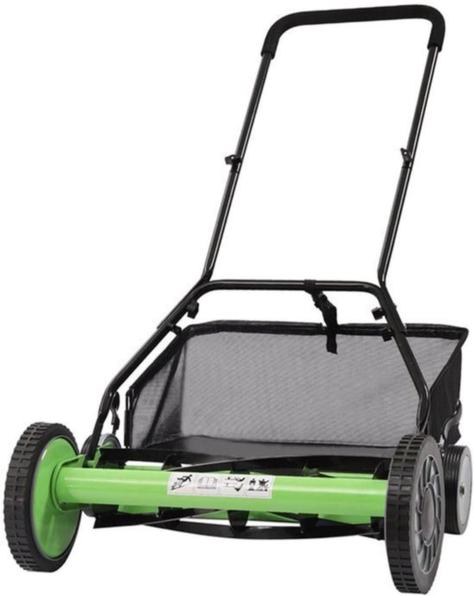 Handgrasmaaier – Handmaaier – Kooimesmaaier – Duwgrasmaaier – Gazonmaaier – 50,8 cm Maaibreedte – 9 Instelbare Maaihoogtes – 65-Mangaan Stalen Messen – Met Opvangzak – Groen — afbeelding 1
