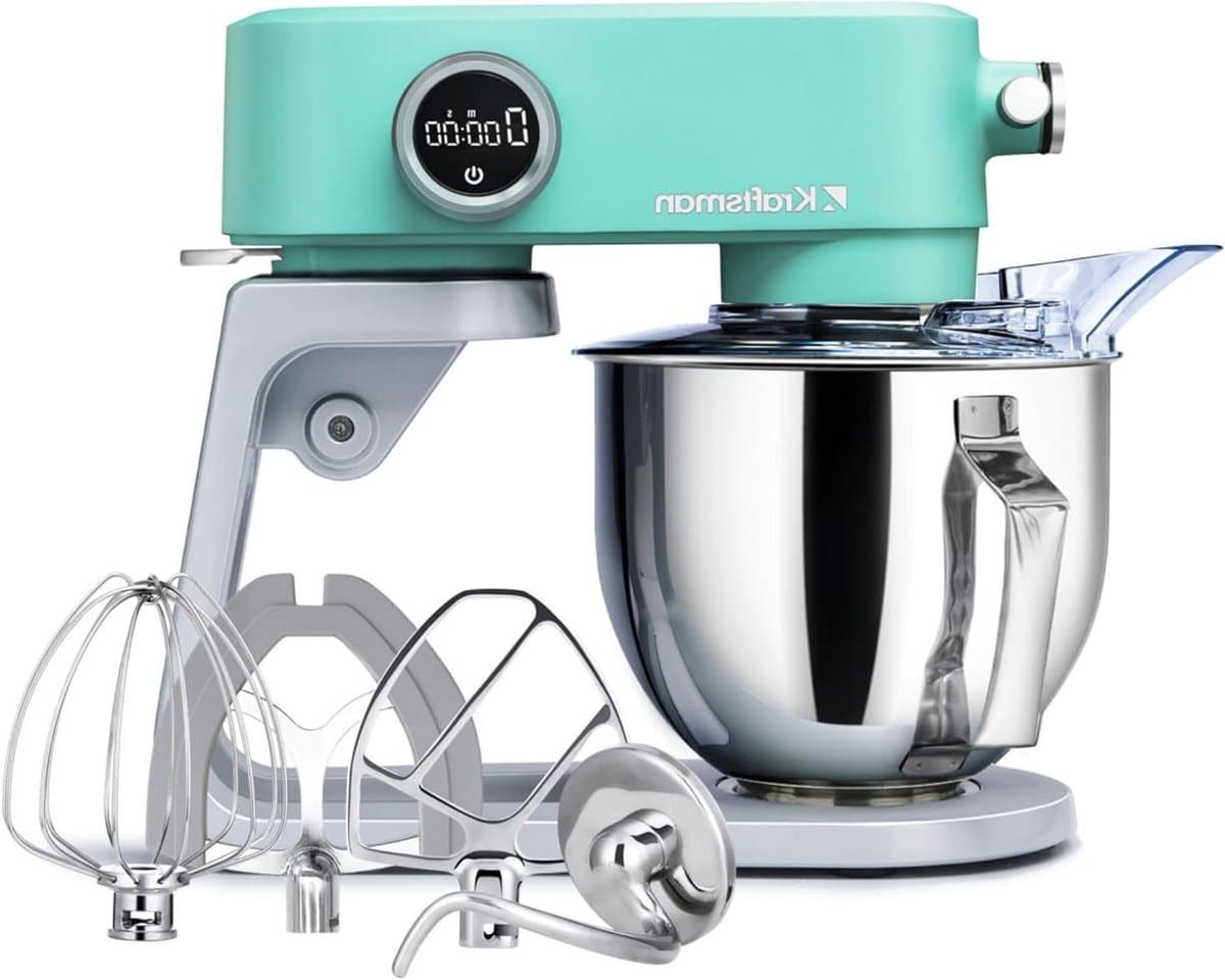Keukenmachine - Deegmachine mixer - Bakken en koken - 8 snelheden timer - 5 liter kom - Blauw — afbeelding 1