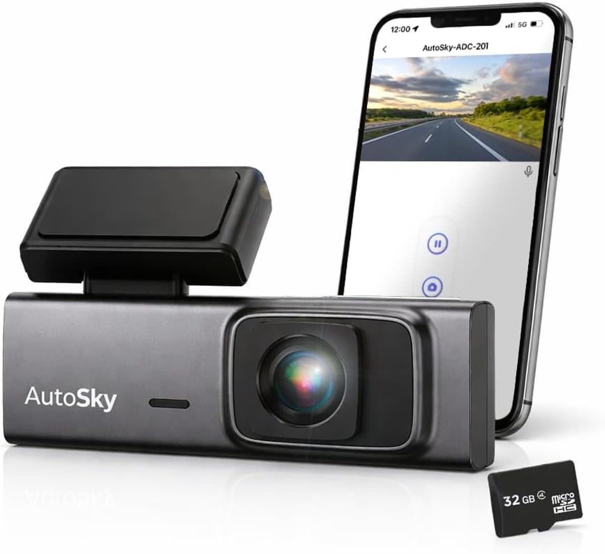 SnelShoppen - AutoSky ADC-201 Dashcam 2K Ultra HD Compacte Autocamera met 140° Groothoek, Ingebouwde WiFi, App-bediening, Live View, Loop Recording, G — afbeelding 1