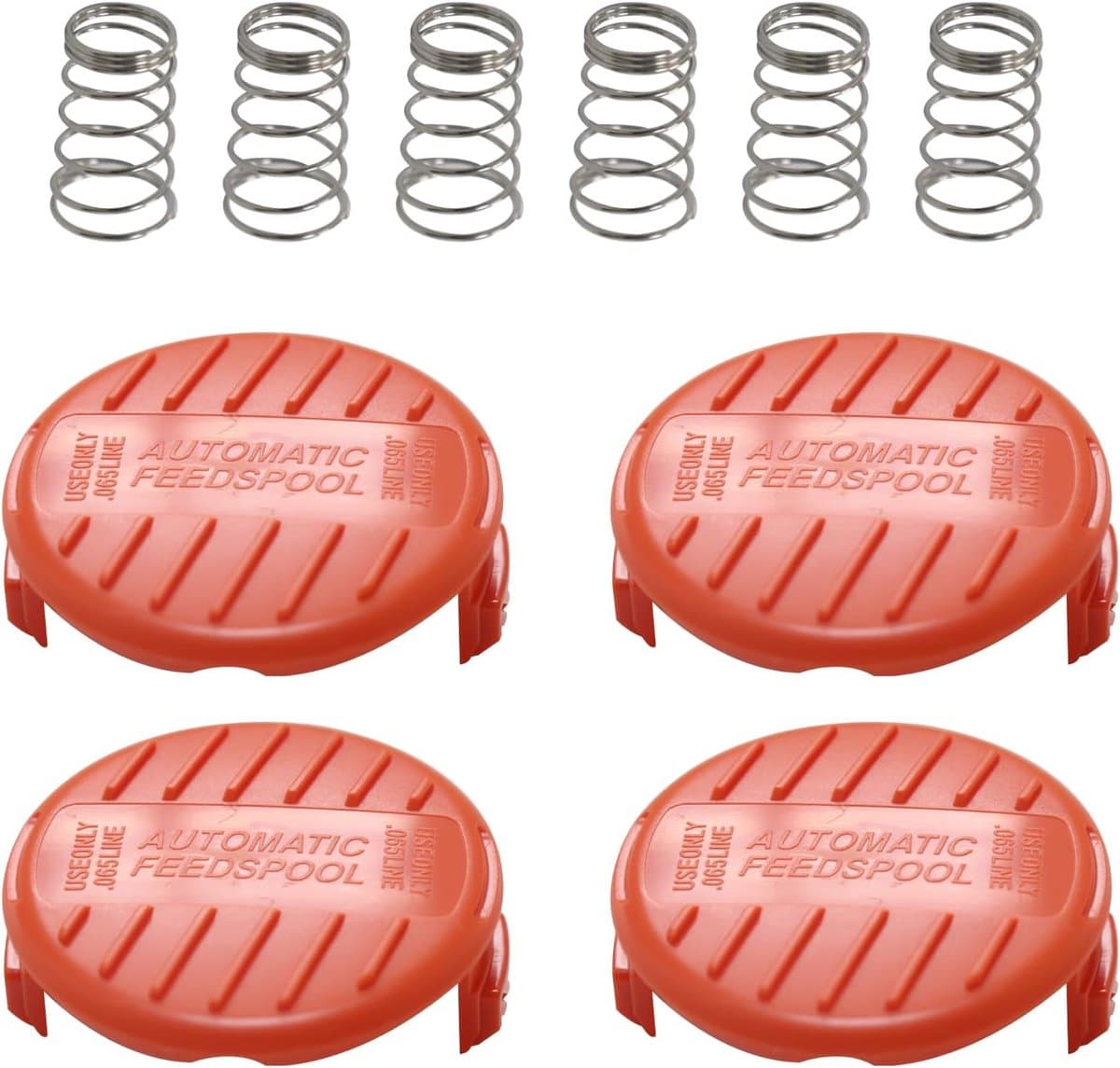 SnelShoppen - Spool Cover en Springs voor Brush Cutter, 4 Spool Covers + 2 Springs, Vervangingsonderdelen, Grasmaaier Accessoires, Tuingereedschap, Zw — afbeelding 1