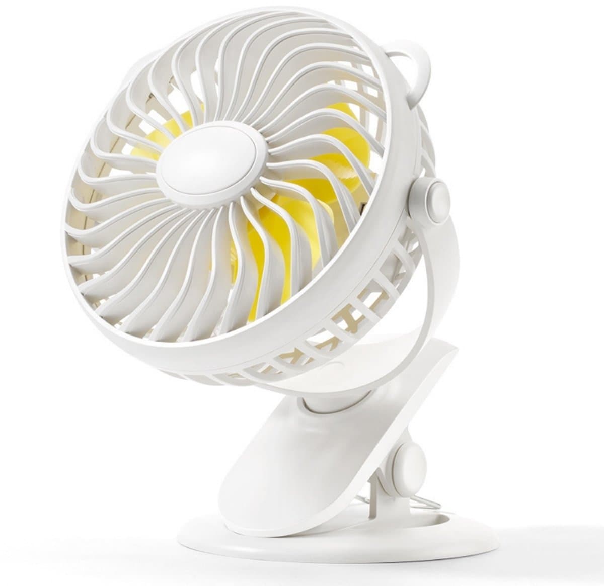 Gaiatop draagbare clip-ventilator op batterijen – Klein, krachtig, stil, 3 snelheden, 360° draaibaar, USB-oplaadbaar, voor bureau, tafel, kantoor, kinderwagen of camping (zwart/blauw) — afbeelding 1