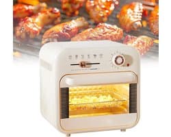 Heteluchtoven - Multifunctionele oven - Gezond koken - Dubbellaags ontwerp - 18L capaciteit - Wit