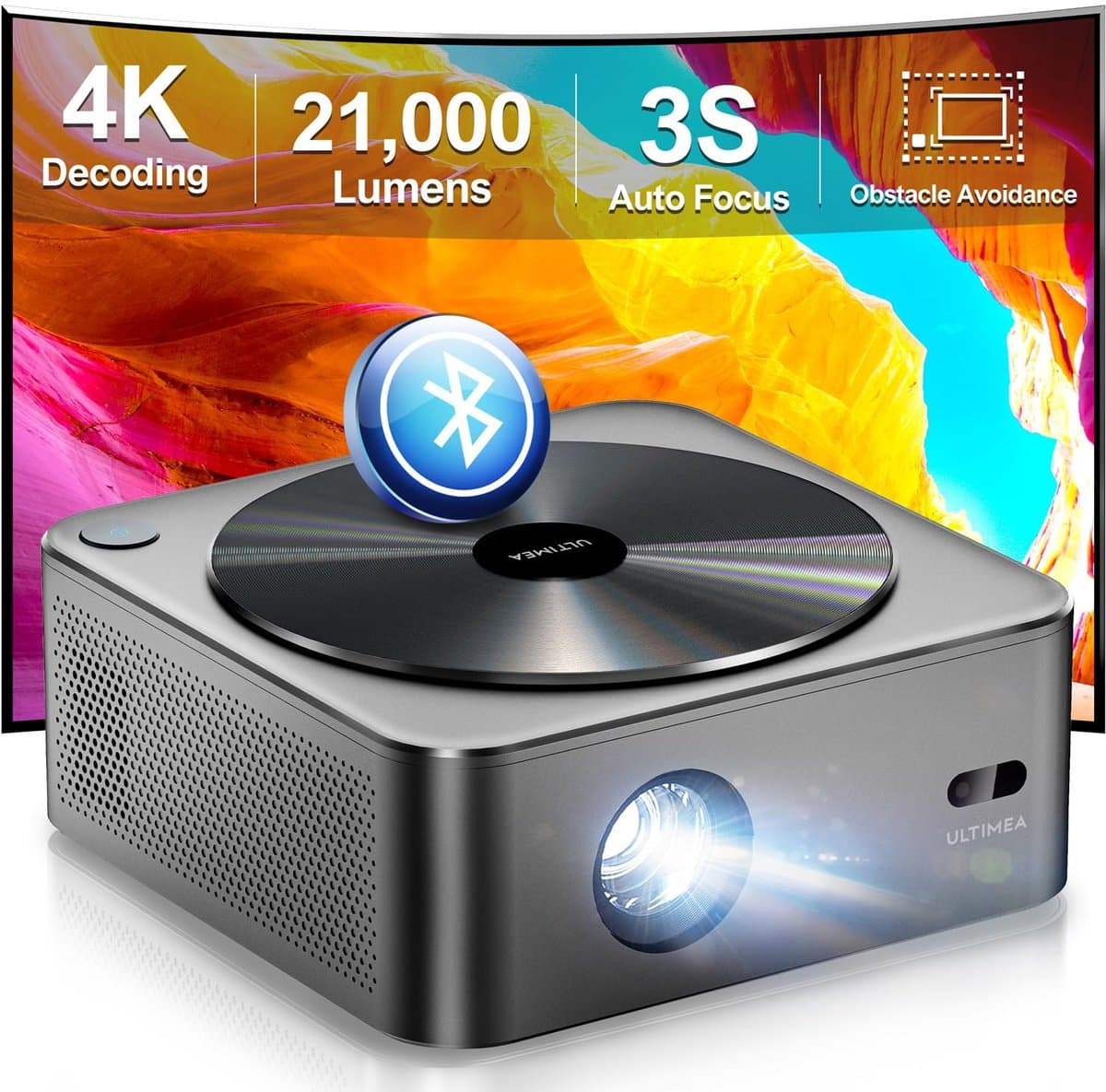 SnelShoppen - Ultimea Beamer Full HD 1080P Native met Auto Focus 6D Keystone Correctie 4K Thuisbioscoop Projector 700 ANSI 21.000 Lumen 5G WiFi Blueto — afbeelding 1
