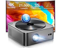 SnelShoppen - Ultimea Beamer Full HD 1080P Native met Auto Focus 6D Keystone Correctie 4K Thuisbioscoop Projector 700 ANSI 21.000 Lumen 5G WiFi Blueto