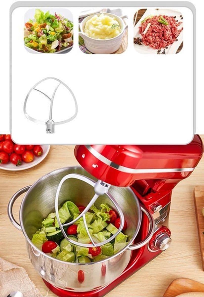 Keukenmixer – Keukenmachine - Keukenrobot - Foodprocessor - 6L - 2000W - Krachtige & Stille Motor – 6 Snelheden – Met Roestvrijstalen Kom – Metal Gray — afbeelding 1