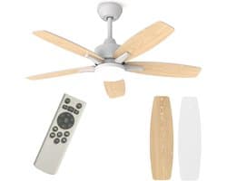 Plafondventilator met Verlichting – Stil & Dimbaar – Afstandsbediening – 106 cm – Wit