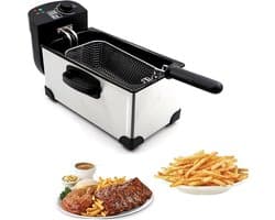 Elektrische Oliefriteuse - Friteuse met Mand - Thuis Frituren - Roestvrijstalen Mand - 35 Liter - Zilver