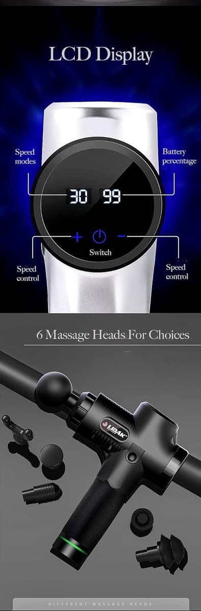 SnelShoppen - Massage Gun, Diepe Weefsel Massager, Mini Massage Gun met 6 Massagekoppen, 30 Snelheden, Stille Spierontspanner voor Thuis en Sport — afbeelding 1