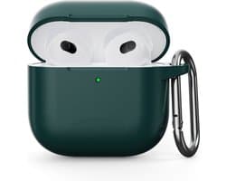 Coverup Hoesje - Geschikt voor AirPods 4 Hoesje - Coverup Siliconen AirPods Case met Sleutelhanger - Emerald Green