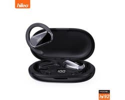 hileo hi92 - Draadloze Oordopjes met Oplaadcase – Zwart - Sport - Open-Ear - Bluetooth V5.3 oordopjes – Draadloze oortjes – Verstelbare oorhaken - Open Wearable Stereo – Geschikt voor IOS/Android