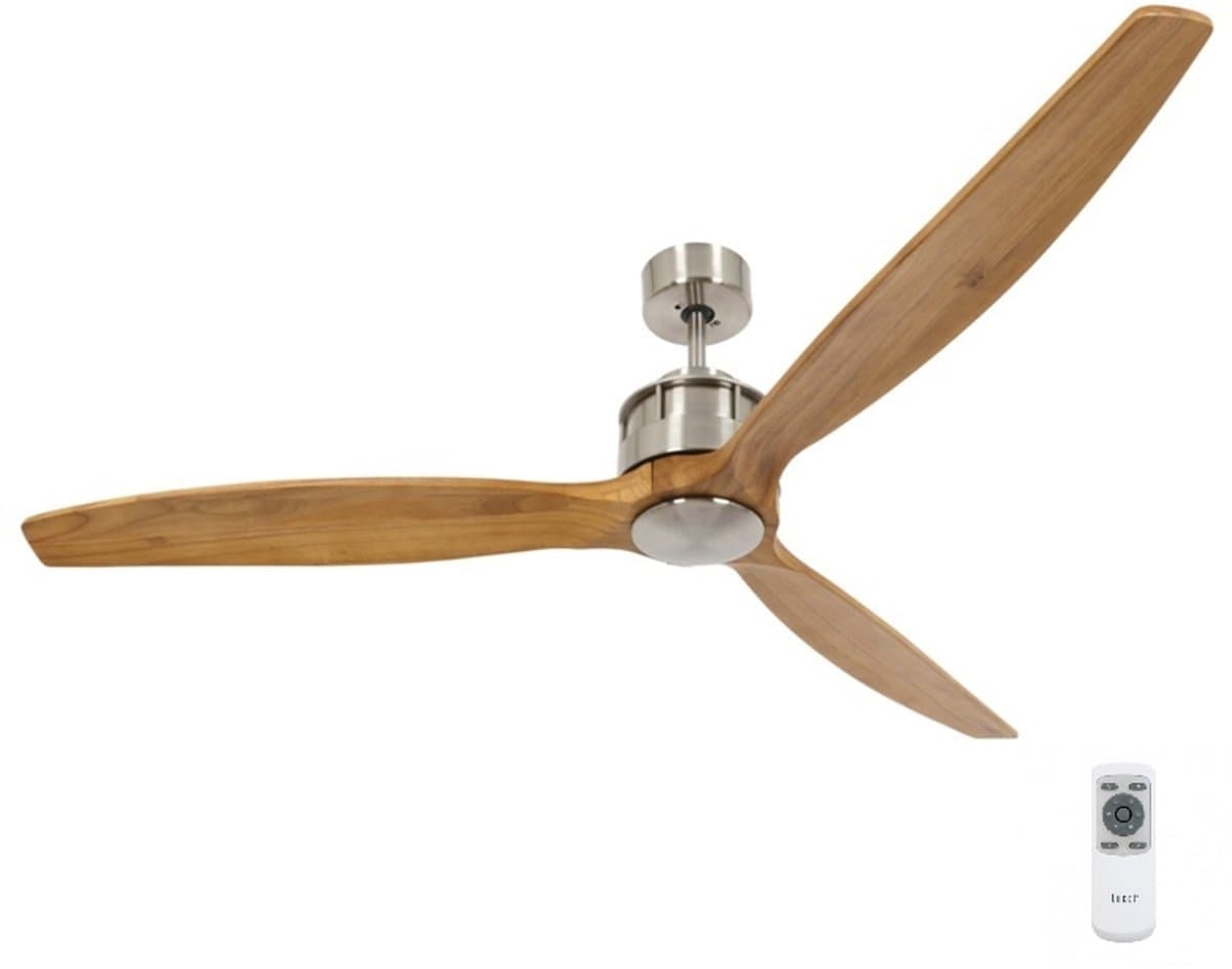 Plafondventilator Akmani RVS - Teak Ø 142cm - Fluisterstil — afbeelding 1