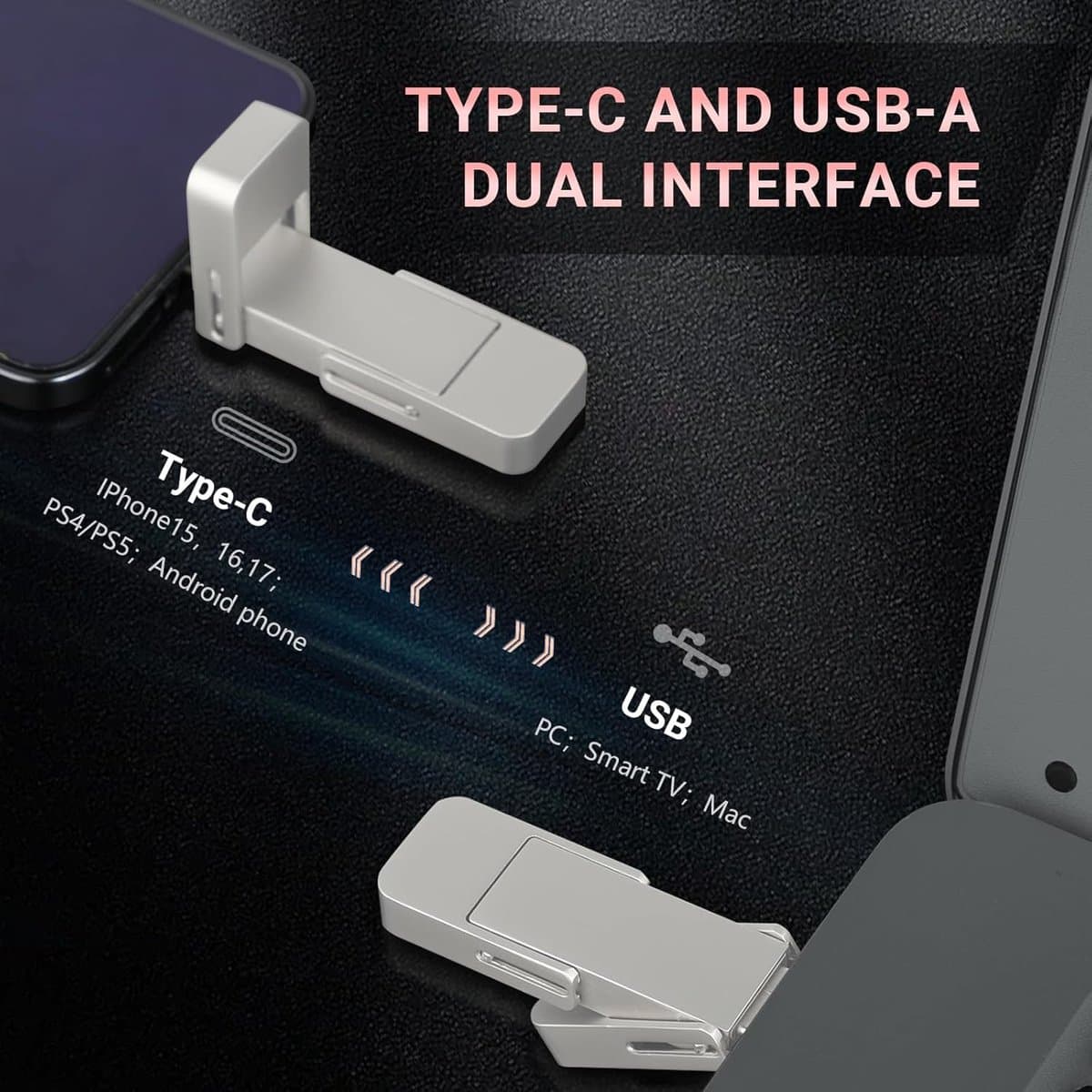 USB-C Stick - Externe SSD - Snelle Data Overdracht - 2-in-1 Type C A - 512 GB - Zilver — afbeelding 1