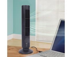 Staande Ventilator - Torenventilator USB - Efficiënte Koeling - Stille Werking - 10.8H x 10.9B cm - Zwart