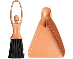 Mini Bezem en Blik Set - Kleine Stoffer en Bezem - Snel Opruimen - Ergonomisch Ontwerp - 11x23.5 cm - Oranje