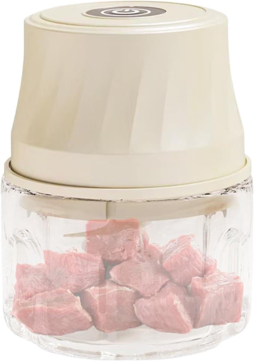 Mini Keukenmachine - Groente Snijder - Snel Ingrediënten Snijden - USB Oplaadbaar - 16x13x16 cm - Crèmekleurig — afbeelding 1