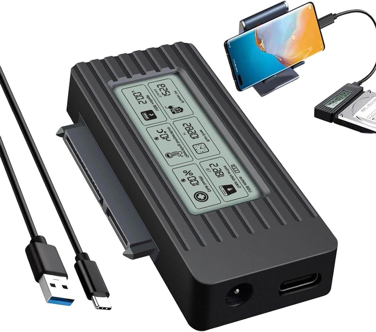 Harde schijf adapter - Externe lezer - Data overzetten - Snelle gegevensoverdracht - Tot 5 Gbps - Zwart — afbeelding 1