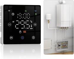 Slimme Thermostaat - Digitale Regelaar - Verwarming Instellen - App en Spraakbesturing - 8.6x2.5cm - Zwart