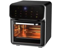 Heteluchtfriteuse – Airfryer - Airfryer Oven - 10L - 1350W - 360° Circulatie - 80°C tot 230°C - Airfryer Zonder Olie - Touchscreen - Kijkvenster - Automatisch Uitschakelen - Zwart