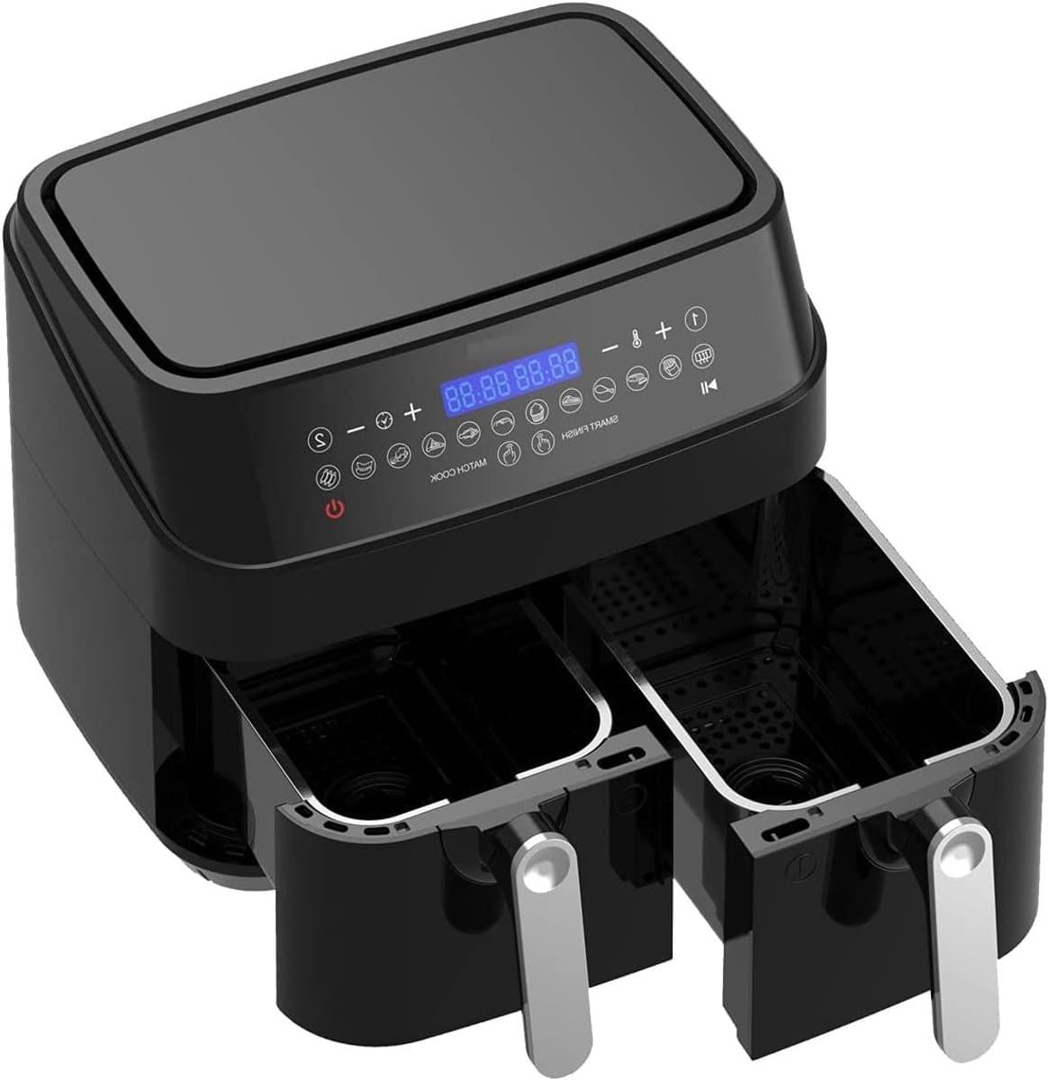 Dubbele Heteluchtfriteuse - Airfryer XXL - Gezond Frituren - Twee Apart Gestuurde Manden - 9 Liter - Zwart — afbeelding 1