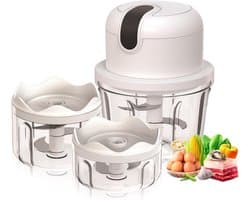 Elektrische hakmolen met USB-aansluiting - mini-keukenmachine - 100 ml - 250 ml - 300 ml - elektrische groentesnijder met 3 scherpe messen - multifunctionele hakmolen knoflookpers voor vlees - groenten