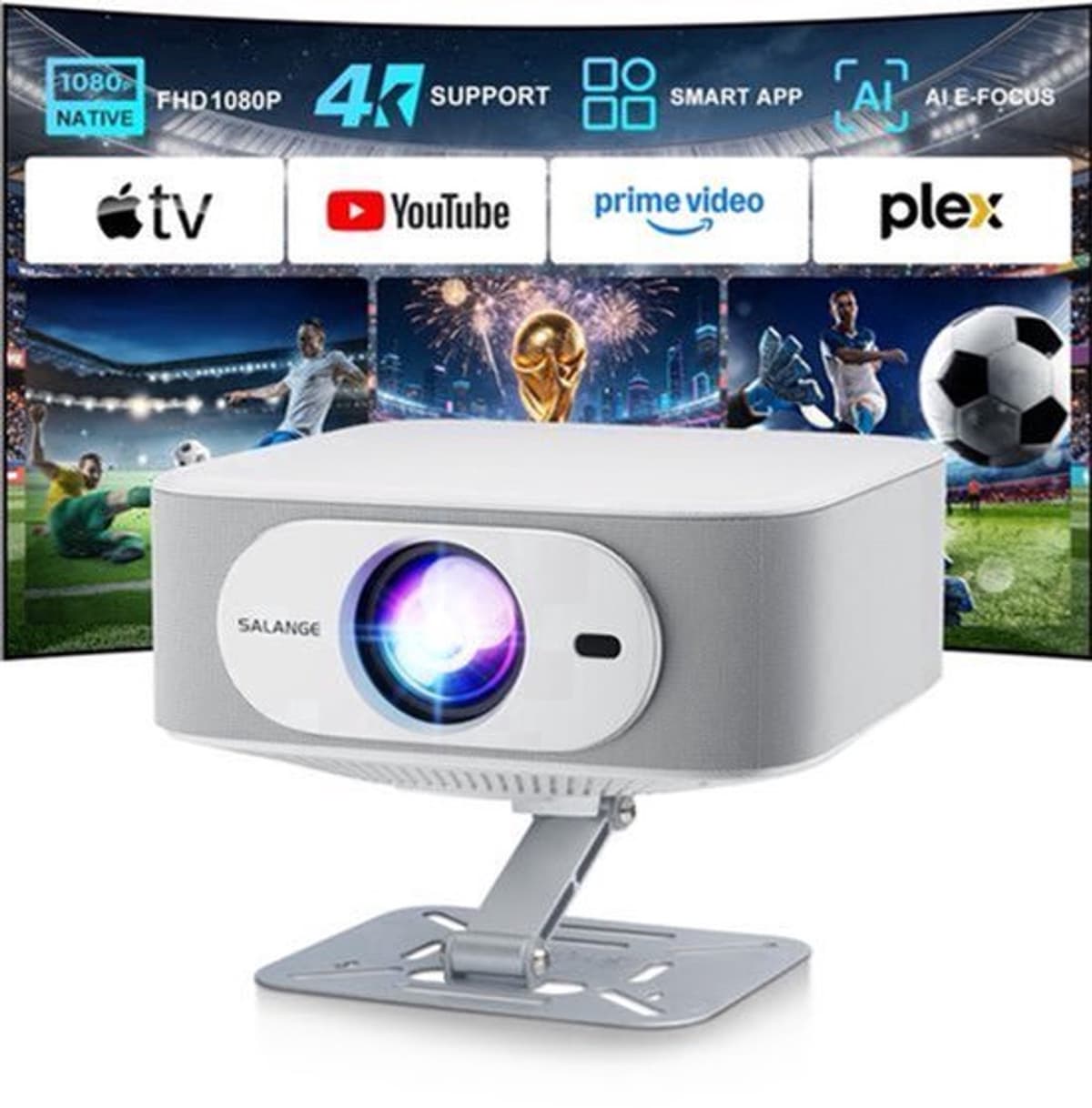 Beamer Draagbaar - Native 1080p Resolutie - 400 ANSI Lumen Helderheid - LED Technologie - Voor Thuisbioscoop - Smart Projector — afbeelding 1