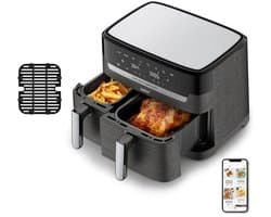 Heteluchtfriteuse met grill - Combi-airfryer - Maaltijden bereiden - Dubbele lades - 8.3 liter - Zwart