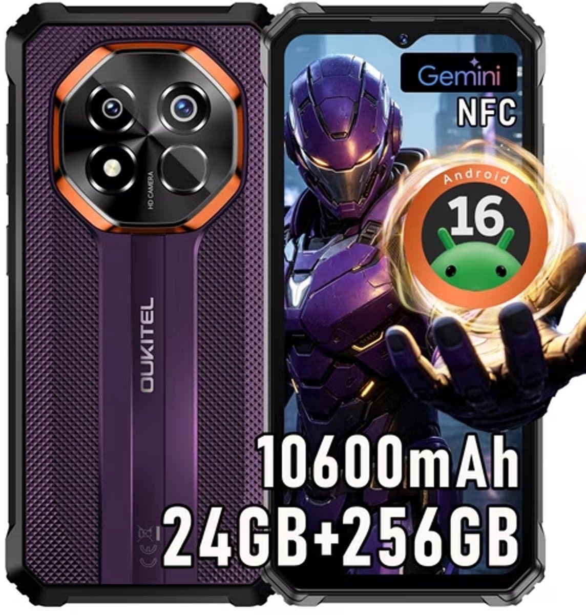 OUKITEL G7 Outdoor Smartphone Gemini AI -24GB RAM-256GB ROM-10600mAh batterij-64MP camera-Android16-4G — afbeelding 1