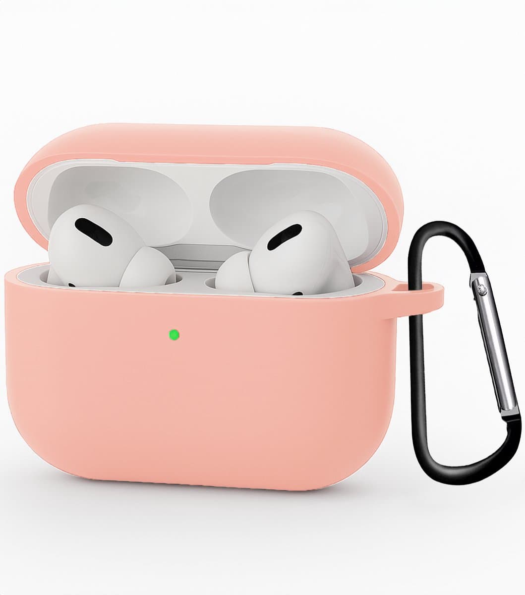 Hoesje - Geschikt voor Apple Airpods Pro 3 - met Clip - Siliconen Hoes - Silicone Case Cover - Lichtroze — afbeelding 1