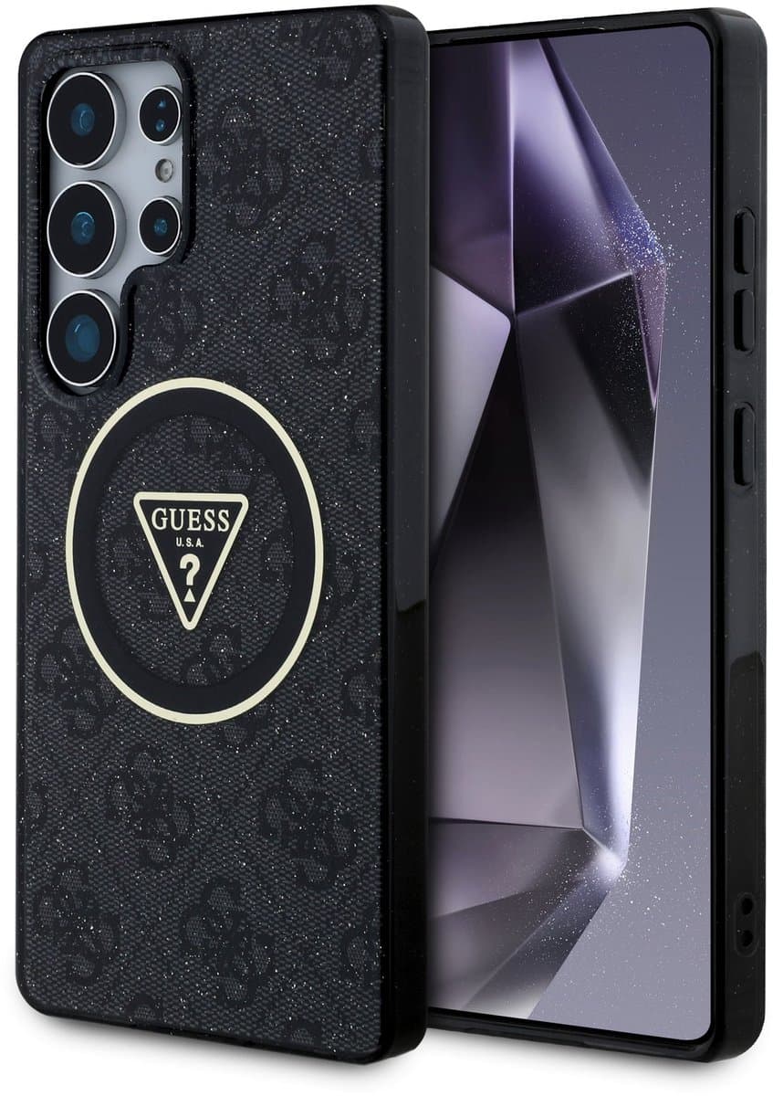 Guess IML 4G Glitter en Triangle Logo geschikt voor Samsung Galaxy S25 Ultra - Geschikt voor MagSafe - Grijs — afbeelding 1