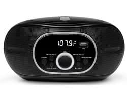 MEDION draagbare boombox E65711, CD/MP3-speler, FM, AUX, werkt op batterijen, zwart