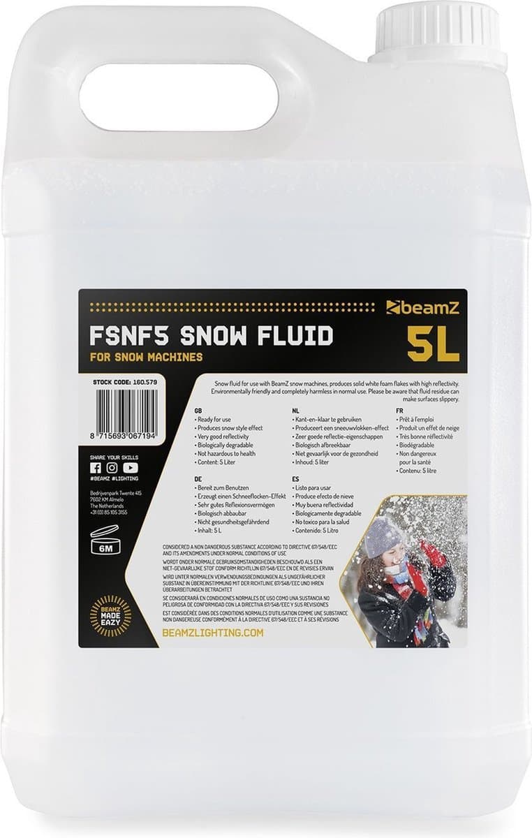 Sneeuwvloeistof voor sneeuwmachine - BeamZ FSNF5 - 5 liter - Universeel — afbeelding 1