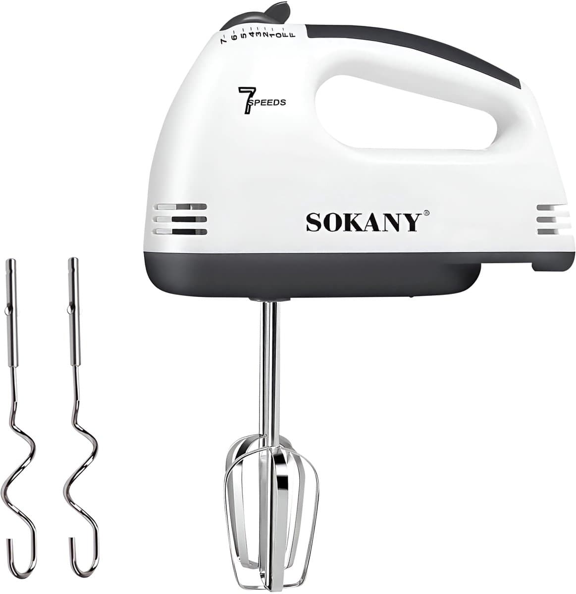 Sokany, Elektrische Garde 180W met 7 Snelheden en RVS Kloppers, Zwart / Wit — afbeelding 1