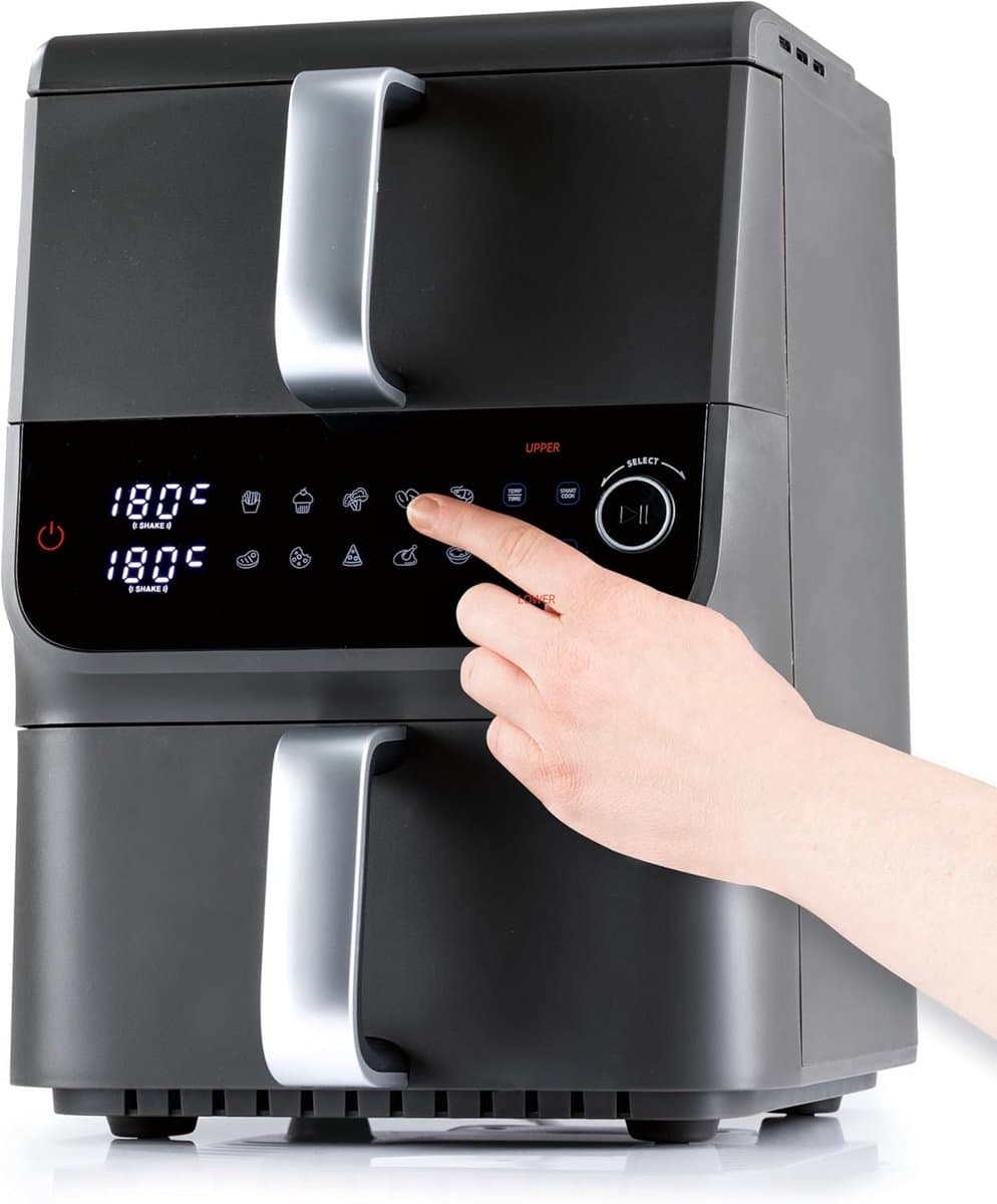 Airfryer met 2 Bakzones - 10 Liter Inhoud - 10 Programma's - XL Heteluchtfriteuse met Touchscreen — afbeelding 1