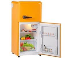 LUMÈ STORE Koelkast en Vriezer - Minikoelkast 60L - Trendy - Minibar - Dubbele deur - LED-verlichting - Koelkast 22L - Geel