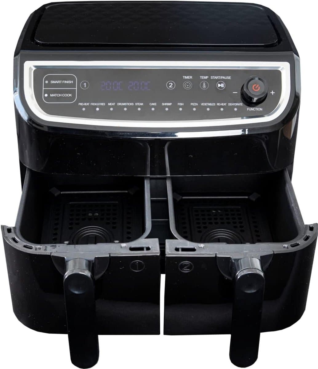 XXL Dubbele Heteluchtfriteuse 9L (2x4.5L) - Digitaal met 2 Aparte Manden & 2400W — afbeelding 1